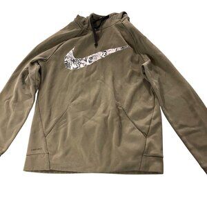 Nike Dri-Fit Olive Green Pullover Hoodie Sweatshirt S long sleeves
